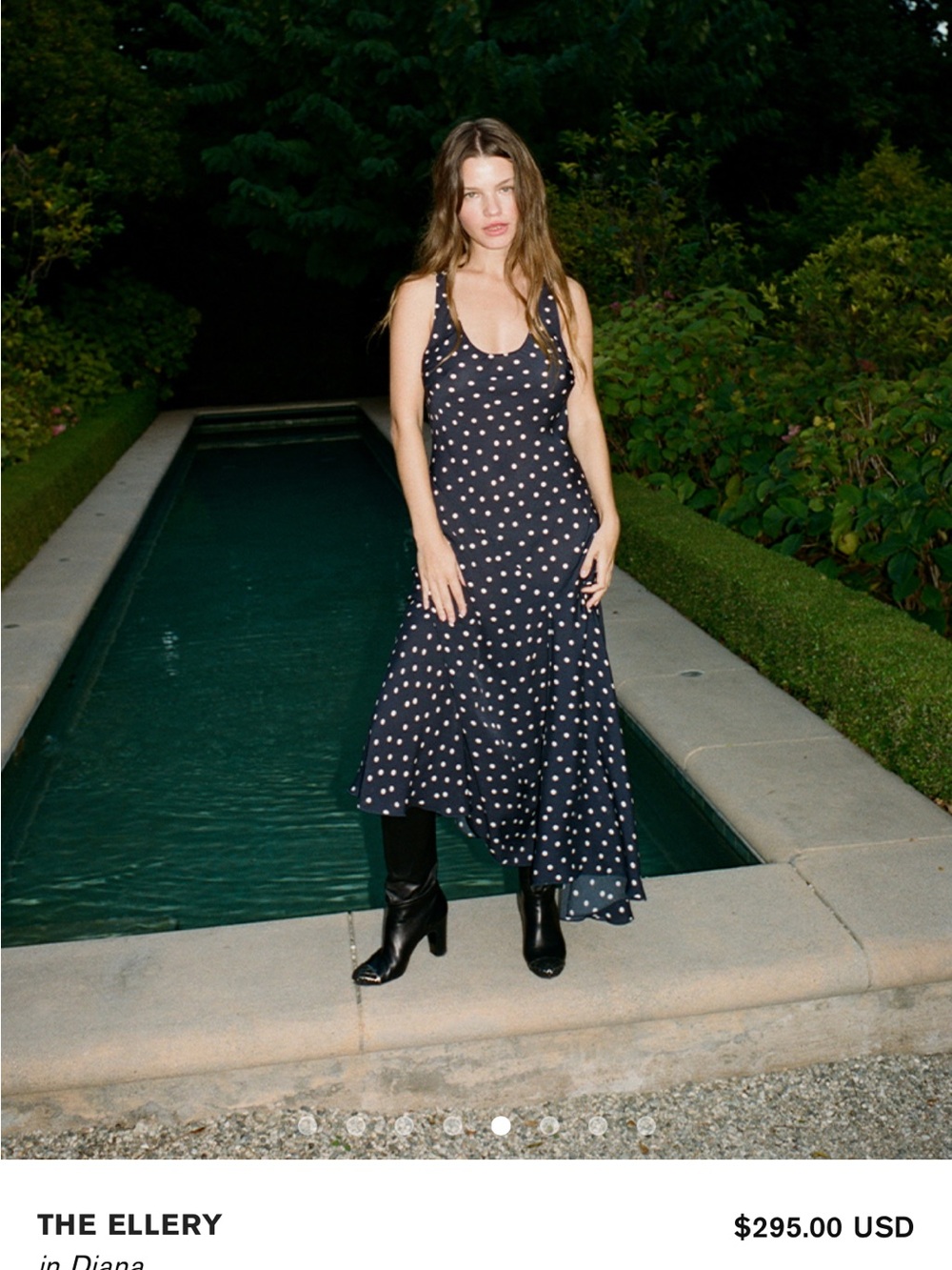 Realisation Par Navy Maxi Dress with White Polka Dots